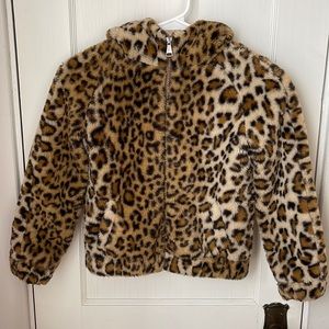 Faux Fur Leopard Girls Coat Nordstrom Hood
